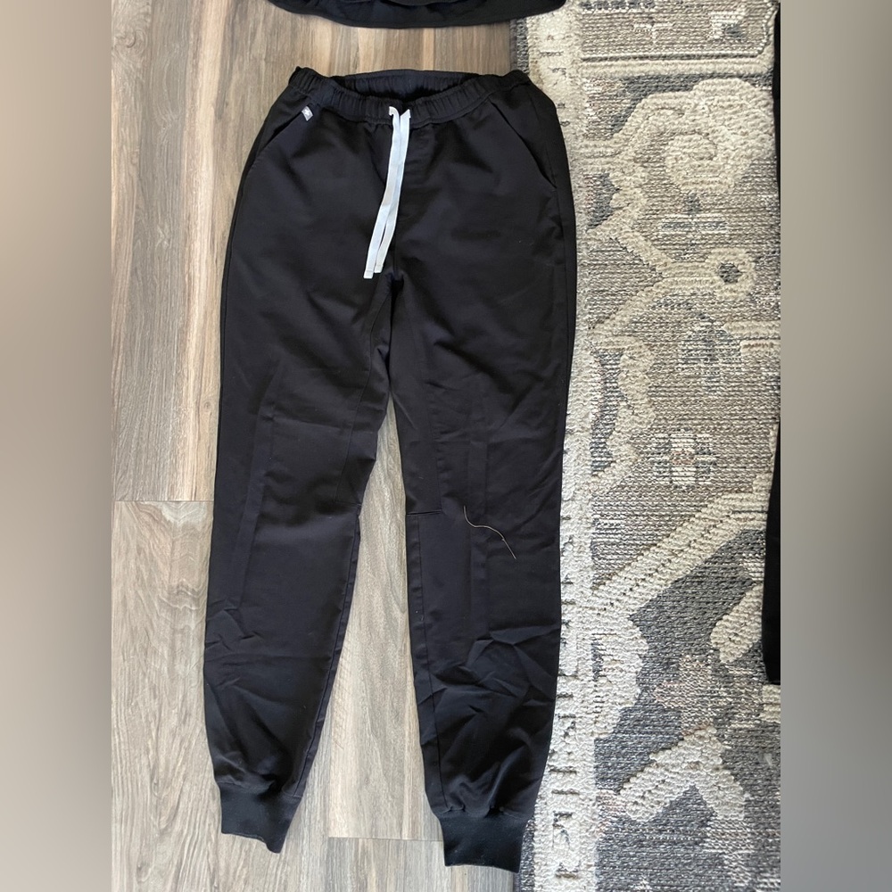 Black Drawstring Jogger Pants figs scrubs